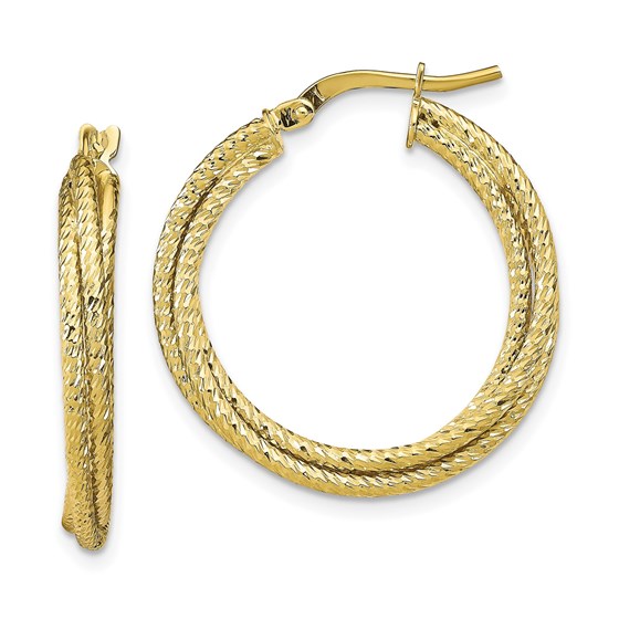 10K Polished D/C Tri-Hoop Earrings - 16.5 mm 10K Polished D/C Tri-Hoop Earrings - 16.5 mm