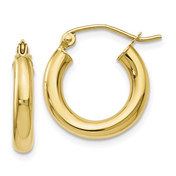 10K Polished Hinged Hoop Earrings - 16 mm