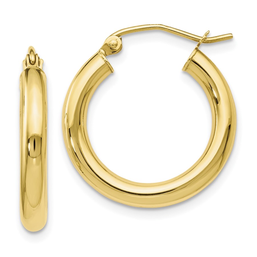 10K Polished Hinged Hoop Earrings - 20 mm