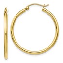 10K Polished Hinged Hoop Earrings - 30 mm