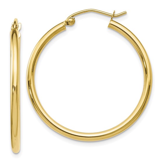 10K Polished Hinged Hoop Earrings - 30 mm 10K Polished Hinged Hoop Earrings - 30 mm