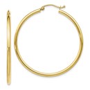 10K Polished Hinged Hoop Earrings - 40 mm