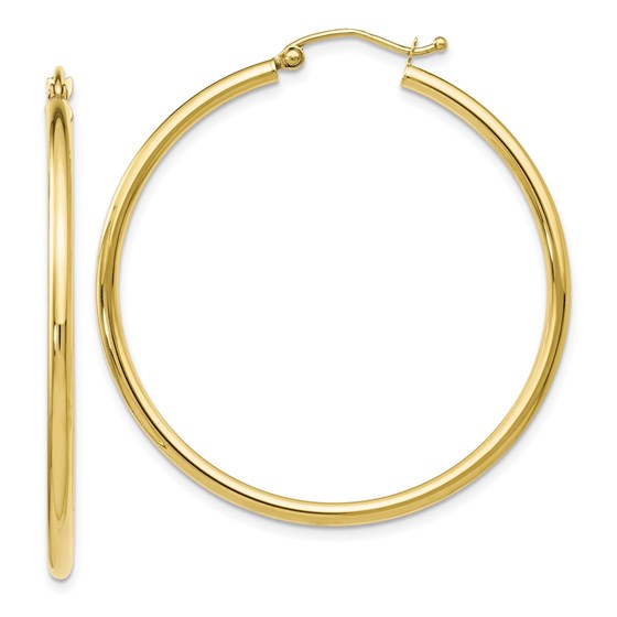10K Polished Hinged Hoop Earrings - 40 mm 10K Polished Hinged Hoop Earrings - 40 mm