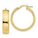 10K Polished Hoop Earrings - 25 mm