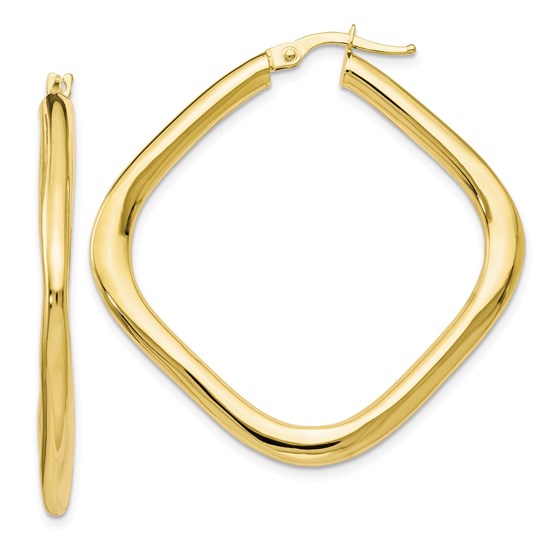 10K Polished Square Hoop Earrings - 42 mm 10K Polished Square Hoop Earrings - 42 mm