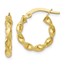 10K Polished & Textured Twisted Hinged Hoop Earrings - 17 mm