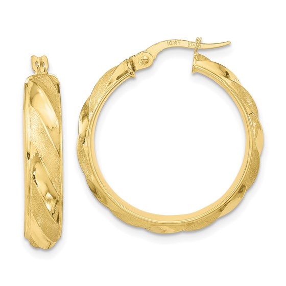 10K Polished Textured Twisted Hoop Earrings - 27.25 mm 10K Polished Textured Twisted Hoop Earrings - 27.25 mm