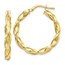 10K Polished Twisted Hoop Earrings - 25 mm