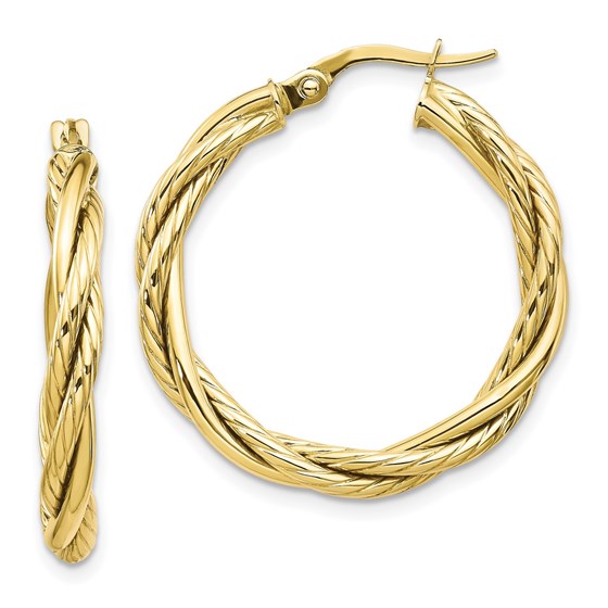 10K Polished Twisted Hoop Earrings - 27 mm 10K Polished Twisted Hoop Earrings - 27 mm