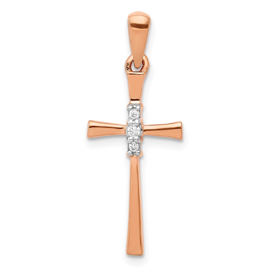 10K Rose Gold .03ct. Diamond Cross Pendant - 25.5 mm