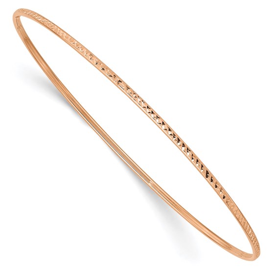 10K Rose Gold 1.5mm Rose Gold Diamond-Cut Bangle Bracelet - 8 in. 10K Rose Gold 1.5mm Rose Gold Diamond-Cut Bangle Bracelet - 8 in.
