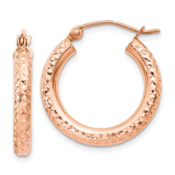 10K Rose Gold 3mm Diamond-cut Hoop - 20 in. 10K Rose Gold 3mm Diamond-cut Hoop - 20 in.