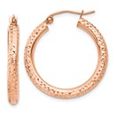 10K Rose Gold 3mm Diamond-cut Hoop - 25 in.