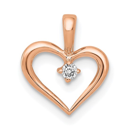 10K Rose Gold AA .02ct. Diamond Heart Pendant