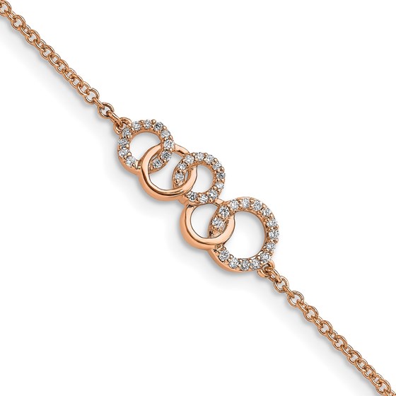 10K Rose Gold Diamond Circles w/Star Dangle 7in Bracelet - 7 in. 10K Rose Gold Diamond Circles w/Star Dangle 7in Bracelet - 7 in.