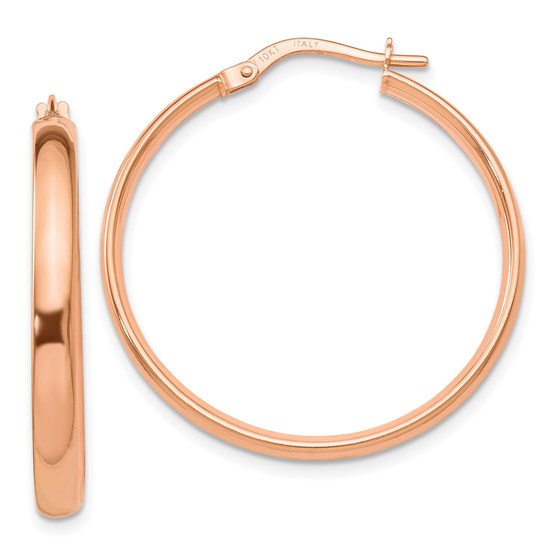 10K Rose Gold Polished Hoop Earrings - 28 mm 10K Rose Gold Polished Hoop Earrings - 28 mm