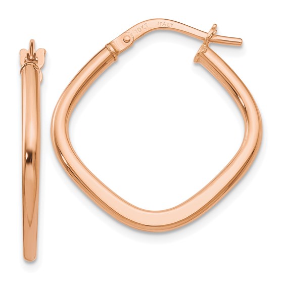 10K Rose Gold Polished Square Hoop Earrings - 21.5 mm 10K Rose Gold Polished Square Hoop Earrings - 21.5 mm