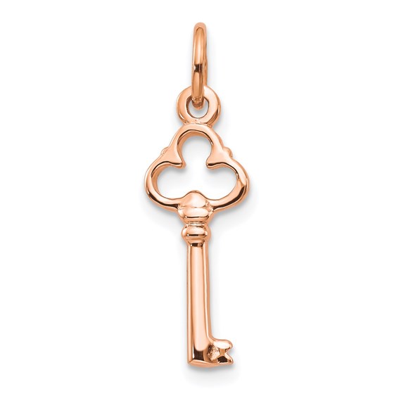 10K Rose Gold Solid Key Charm - 22 mm 10K Rose Gold Solid Key Charm - 22 mm