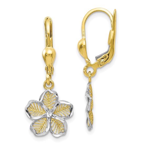 10K RP Polished D/C Filigree Flower Leverback Earrings - 20 mm 10K RP Polished D/C Filigree Flower Leverback Earrings - 20 mm
