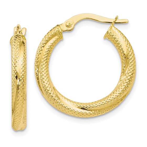 10K Textured Hinged Hoop Earrings - 21 mm 10K Textured Hinged Hoop Earrings - 21 mm