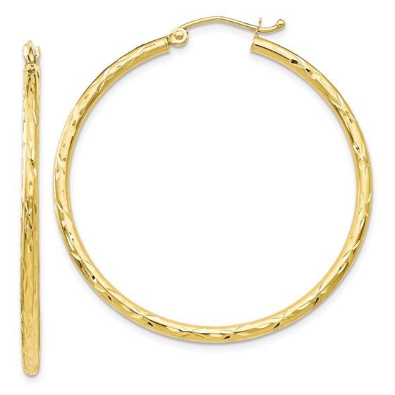10K Textured Hinged Hoop Earrings - 42 mm 10K Textured Hinged Hoop Earrings - 42 mm