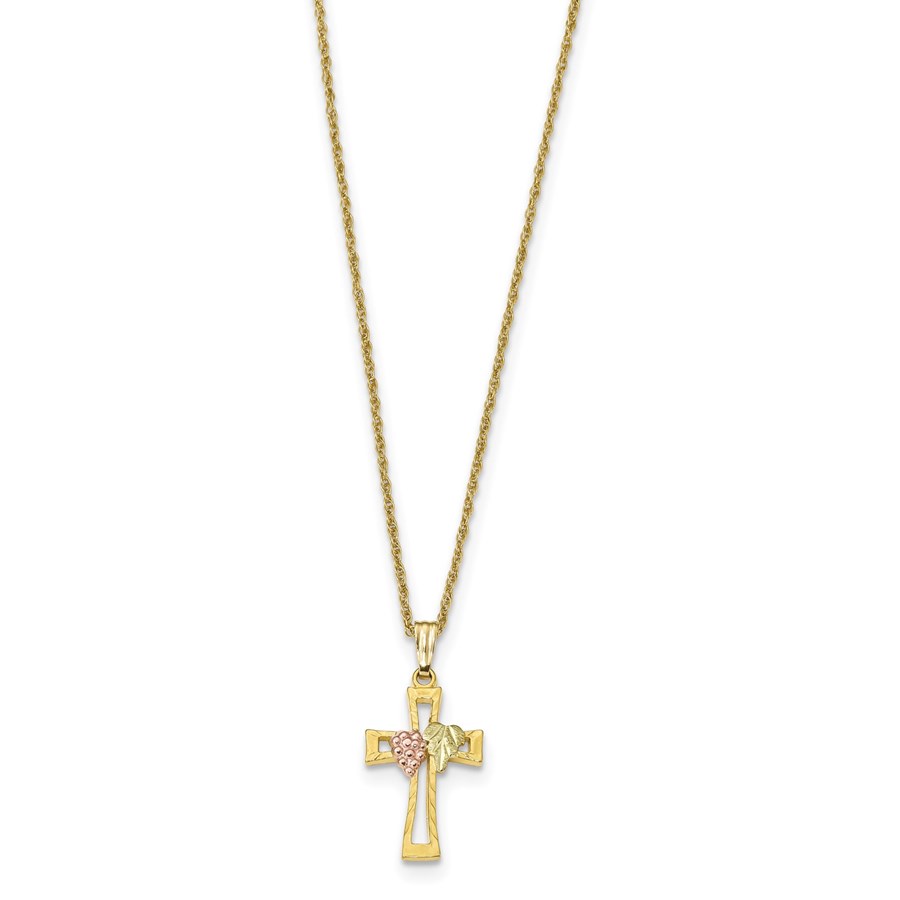 10K Tri-Color Black Hills Gold Crucifix Necklace - 18 in.