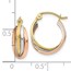 10K Tri-color Polished Hinged Hoop Earrings - 14 mm