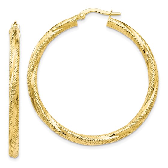 10K Twisted Hinged Hoop Earrings - 41 mm 10K Twisted Hinged Hoop Earrings - 41 mm
