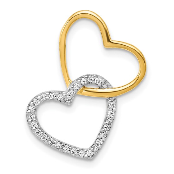 10K Two-tone 1/10ct. Diamond Double Heart Chain Slide 10K Two-tone 1/10ct. Diamond Double Heart Chain Slide