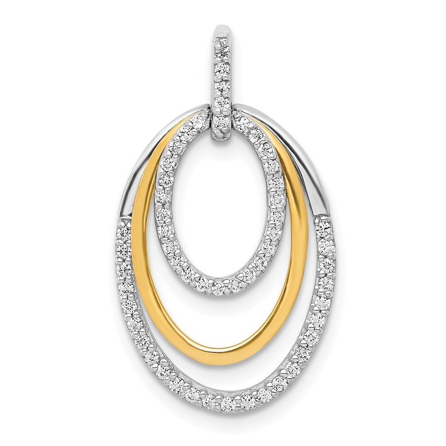 10K Two-tone 1/4ct. Diamond Fancy Triple Oval Pendant