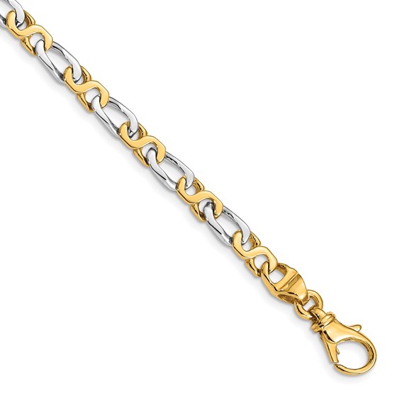 10K Two-tone 4.8mm Fancy Link Bracelet - 8 in. 10K Two-tone 4.8mm Fancy Link Bracelet - 8 in.