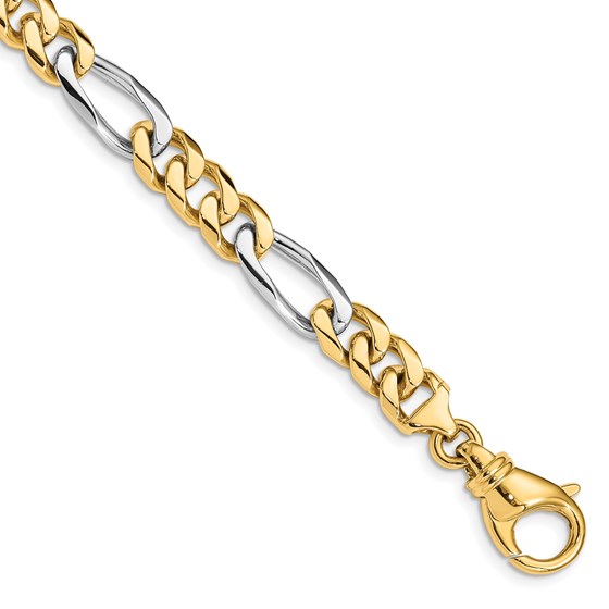 10K Two-tone 7.85mm Fancy Link Bracelet - 8 in. 10K Two-tone 7.85mm Fancy Link Bracelet - 8 in.