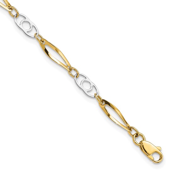 10K Two-tone 7in Fancy Link Bracelet - 7 in. 10K Two-tone 7in Fancy Link Bracelet - 7 in.