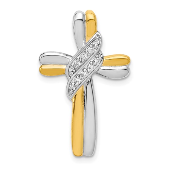 10K Two-tone Diamond Cross Pendant - 27 mm 10K Two-tone Diamond Cross Pendant - 27 mm