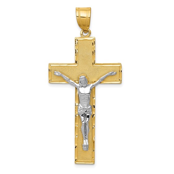 10K Two-tone Diamond-cut Crucifix Pendant - 49 mm 10K Two-tone Diamond-cut Crucifix Pendant - 49 mm