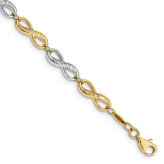 10K Two-tone Infinity Symbol Bracelet - 7.5 in. 10K Two-tone Infinity Symbol Bracelet - 7.5 in.