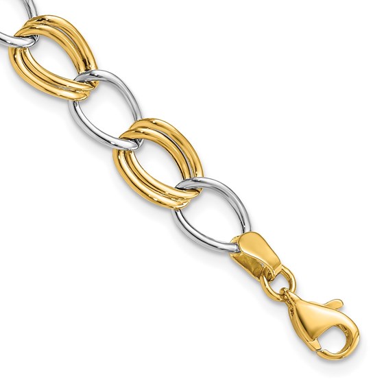10K Two-tone Open Link Bracelet - 7.5 in. 10K Two-tone Open Link Bracelet - 7.5 in.