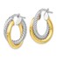 10K Two-tone Polished and Textured Hoop Earrings - 27 mm
