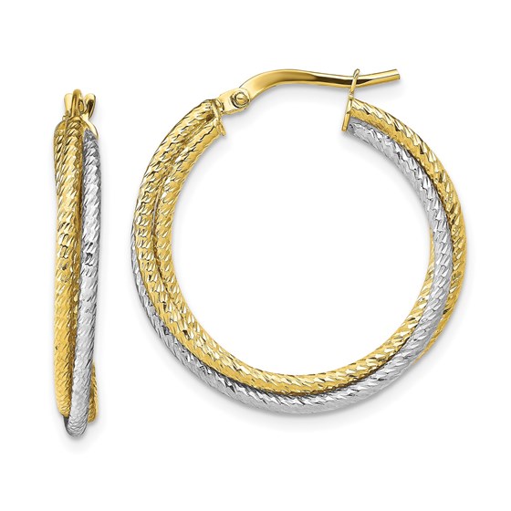 10K Two-tone Polished D/C Hoop Earrings - 9.71 mm 10K Two-tone Polished D/C Hoop Earrings - 9.71 mm