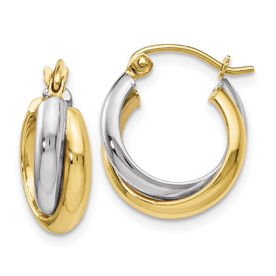 10K Two-Tone Polished Hinged Hoop Earrings - 15 mm 10K Two-Tone Polished Hinged Hoop Earrings - 15 mm