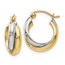 10K Two-Tone Polished Hinged Hoop Earrings - 15 mm