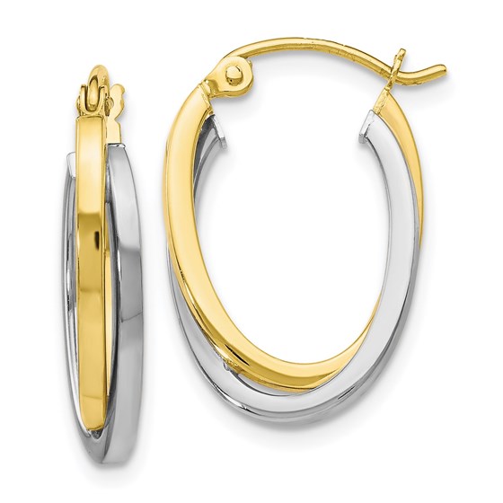 10K Two-Tone Polished Hinged Hoop Earrings - 20 mm 10K Two-Tone Polished Hinged Hoop Earrings - 20 mm