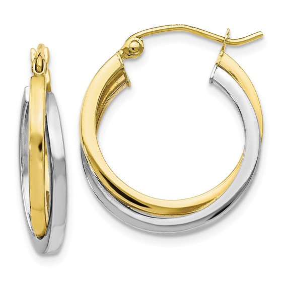10K Two-tone Polished Hinged Hoop Earrings - 23 mm 10K Two-tone Polished Hinged Hoop Earrings - 23 mm