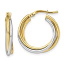 10K Two-tone Polished Hoop Earrings - 21.7 mm
