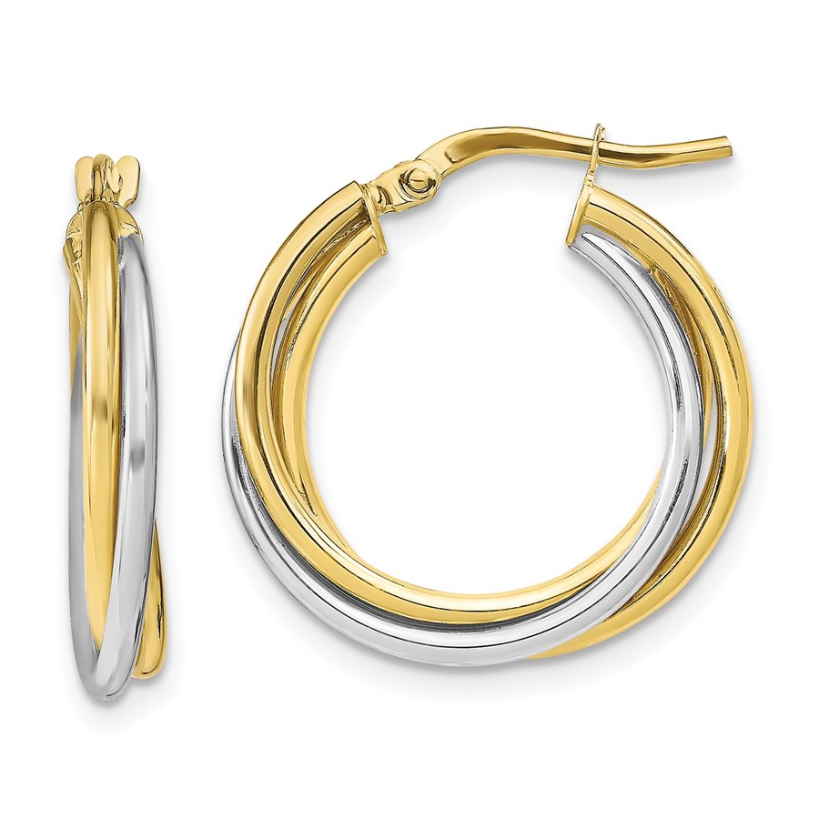 10K Two-tone Polished Hoop Earrings - 21.7 mm