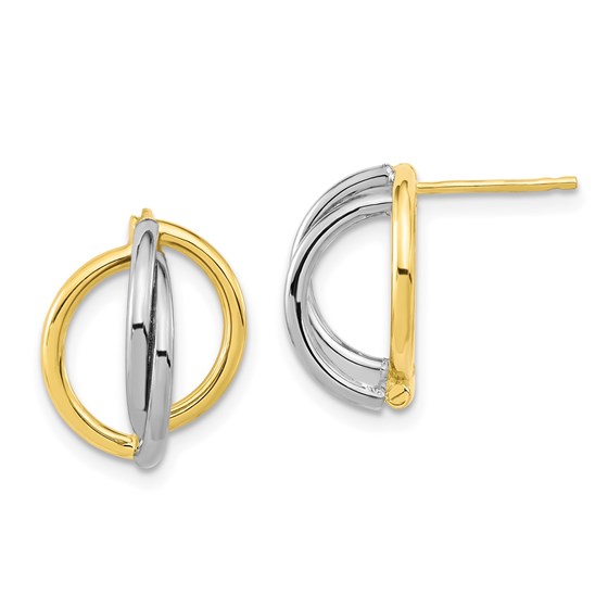 10K Two-tone Polished Post Dangle Earring - 15 mm 10K Two-tone Polished Post Dangle Earring - 15 mm