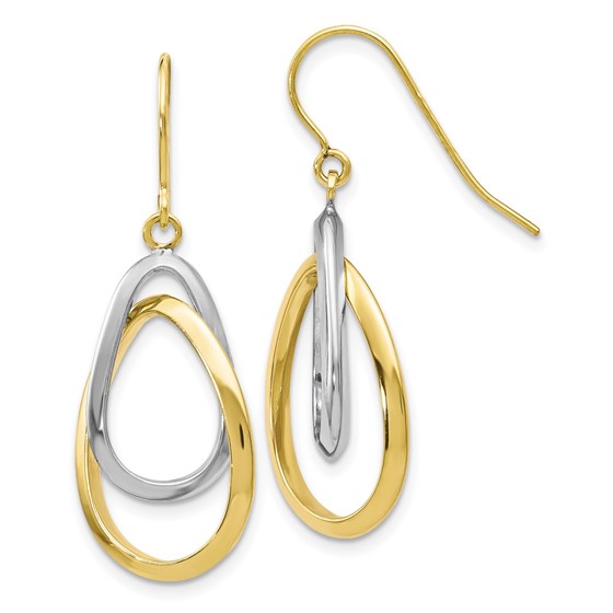10K Two-tone Polished Shepherd Hook Dangle Earrings - 33 mm 10K Two-tone Polished Shepherd Hook Dangle Earrings - 33 mm