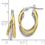 10K Two-tone Polished Textured Hoop Earrings - 21 mm
