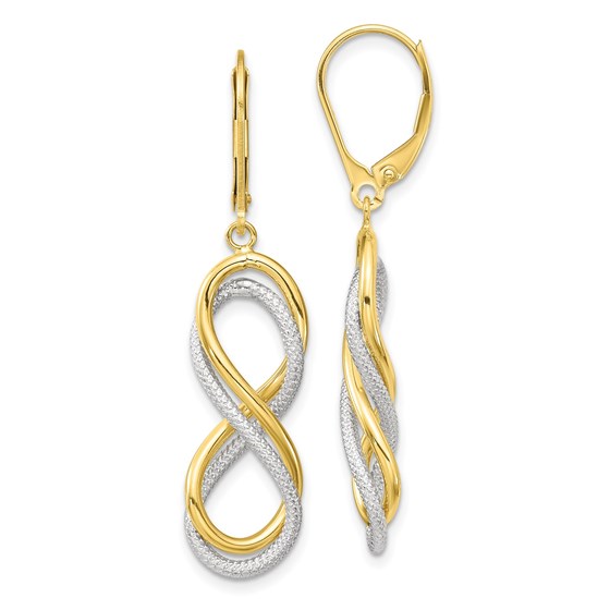 10K Two-tone Textured Infinity Leverback Earrings - 42.25 mm 10K Two-tone Textured Infinity Leverback Earrings - 42.25 mm
