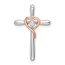 10K Two-tone White & Rose Cross w/Heart Chain Slide - 24.61 mm